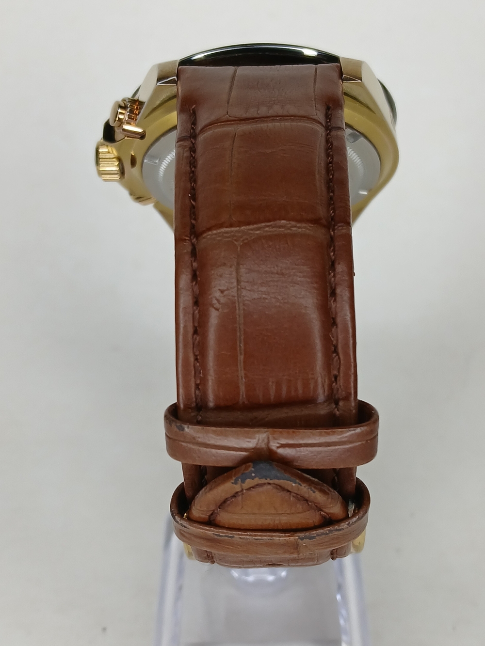 Invicta Speedway 10712 Gold Tone Brown Dial Chronograph Watch 200M Leather - Picture 4 of 10